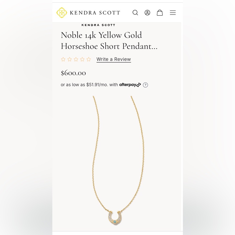 KENDRA SCOTT - Yellow Rose Horseshoe Necklace 14K Yellow Gold Turquoise 💛🩵
